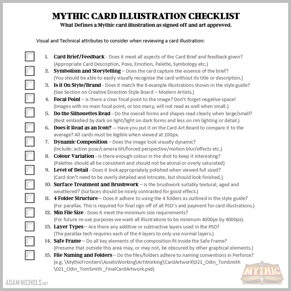 Mythic - Card Artwork Checklist